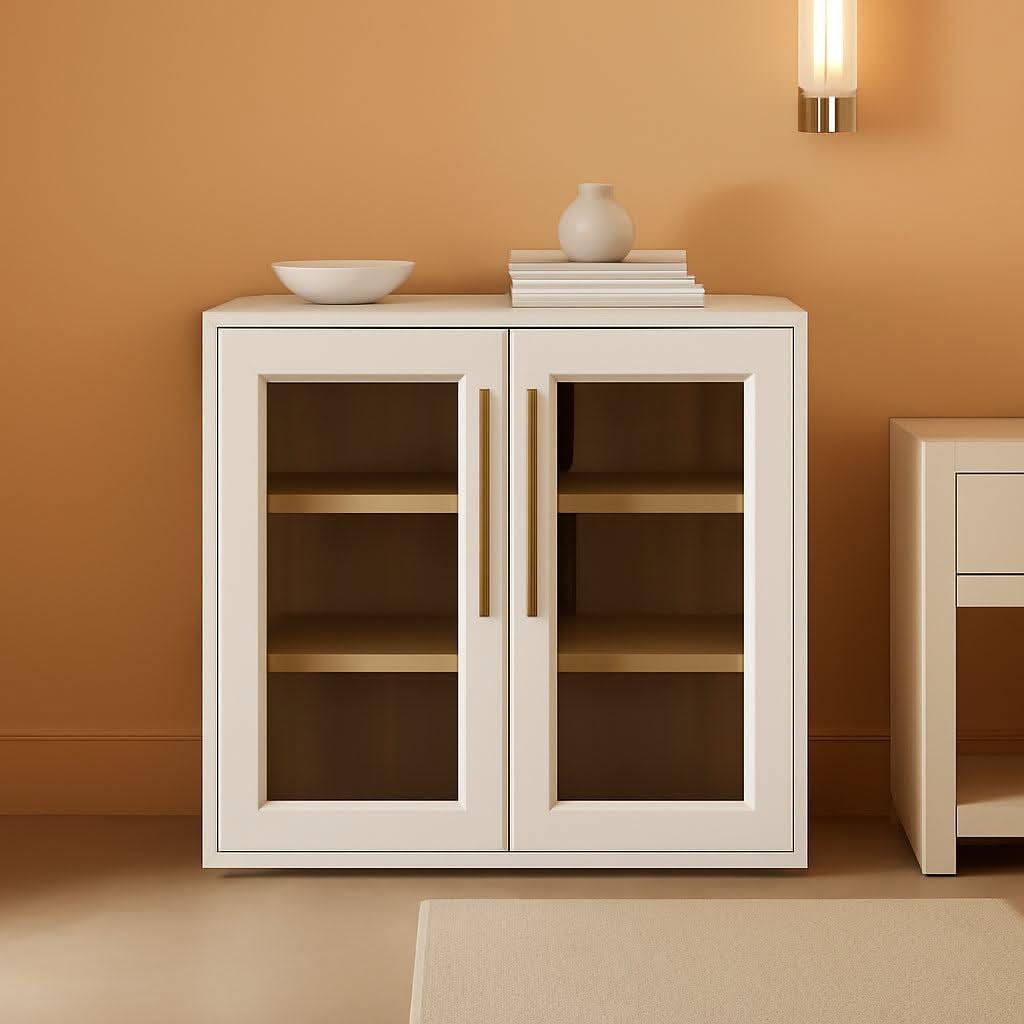 Two Tone Oakwood Acrylic Modular Buffet Cabinet Unit