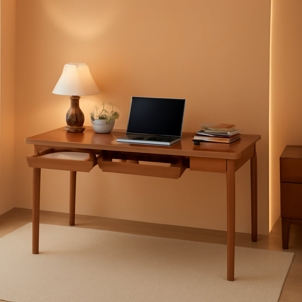 47.2Inch Oakwood Computer Desk With Storage Drawers