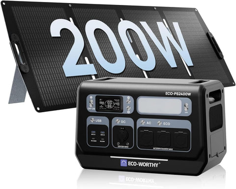 2400W Portable Power Station 2048Wh Lifepo4 & 200W Solar Panel