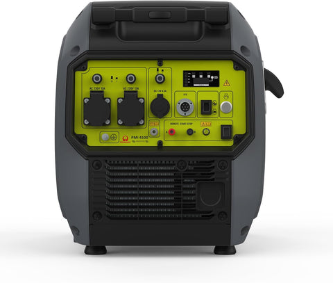 Pmi 4500 Inverter Petrol Generator - 4200W Max Power, Electric Start, Quiet Operation, Remote Control, ATS Compatible, Portable with Wheel Kit, Dual UK Sockets
