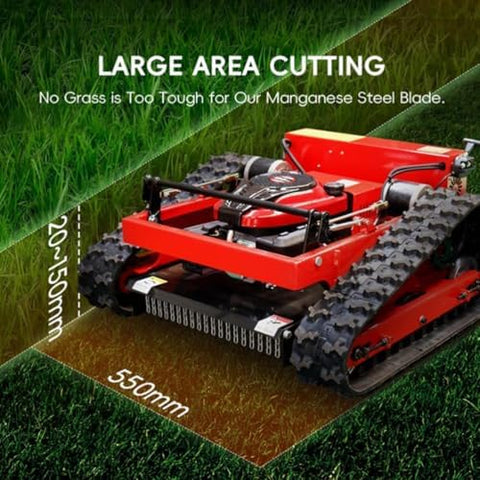 Crawler Mower, 7.5HP Gasoline Mower,Robot Lawn Mower, four sroke gasoline Lawn mower with remote control, Supports Slopes of 45°, Height 10-180mm, Mowing Width 550mm