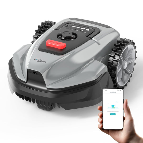 YARDCARE V3 Robot Lawn Mower with Vision Navigation, 150+ Obstacle Detection and App Control, 50 dB Quiet, with Spiral Mowing Mode and Rain Sensor, robotic lawn mower for small to medium‑sized gardens
