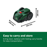 Bosch Cordless Robot Lawn Mower VISIMOW18V-100 (For Lawns up to 100 m², Cutting Width: 16 cm, Height of Cut: 20-60 mm, incl Battery and Charger)
