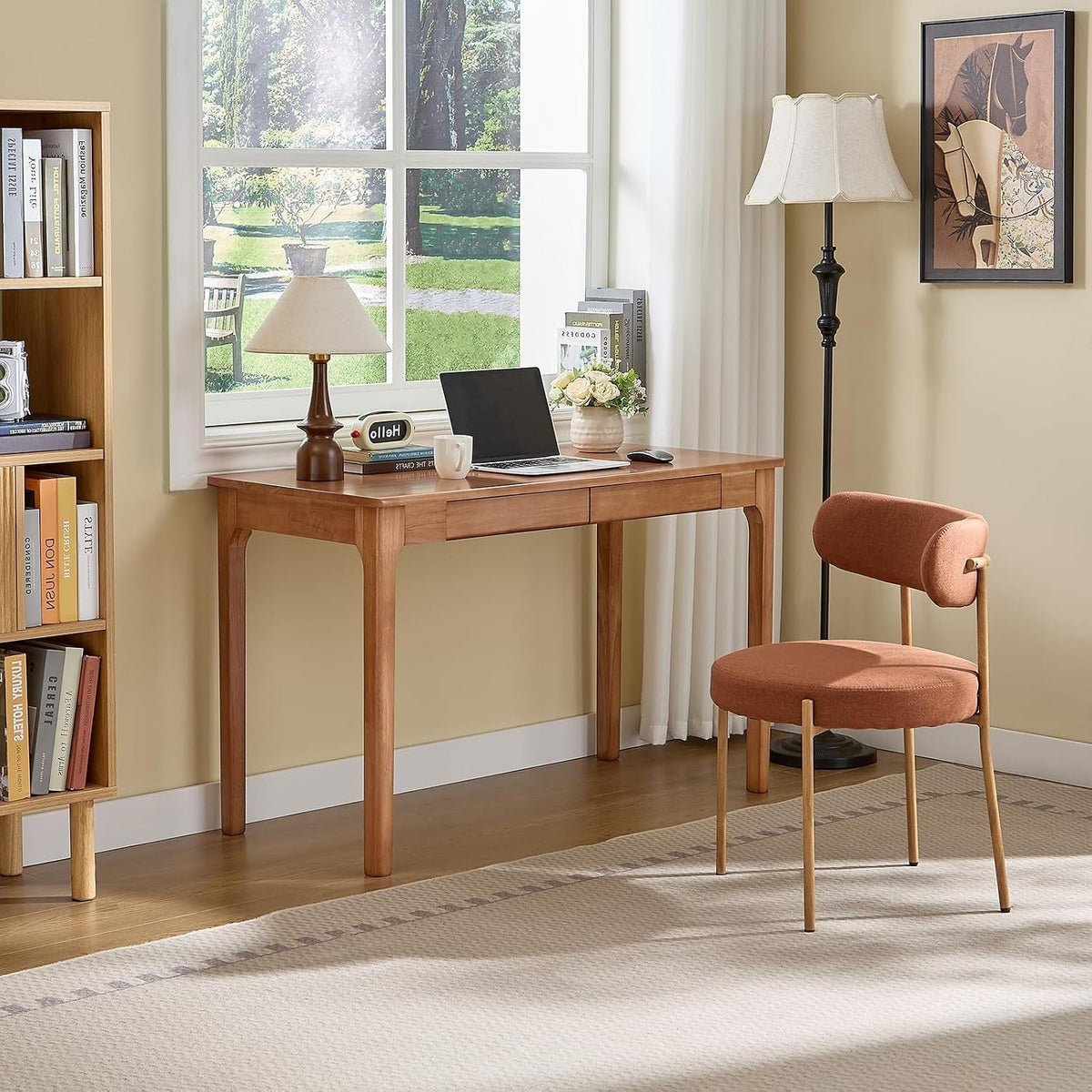 47.2Inch Oakwood Computer Desk With Storage Drawers