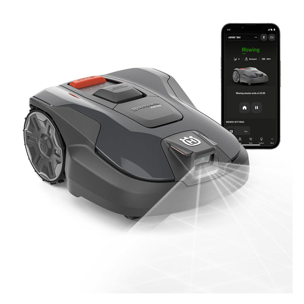 HUSQVARNA Automower® Aspire R6V – Wire-Free Robotic Lawn Mower, AI Vision Object Detection, GPS Navigation, Wi-Fi App Control, Systematic Mowing Patterns, Virtual Zones, Up to 600 m2