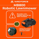 Yard Force MB800 Robotic Lawn Mower – Automatic Garden Robot, 20V Removable Lithium Battery, Bluetooth App Control, Adjustable 20–60mm Cutting Height, Ideal for Medium Lawns up to 800m²