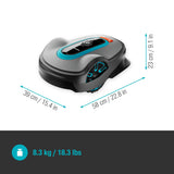 Gardena smart SILENO life 1000 m² robot lawnmower set: Innovative LONA AI technology, controlled via app, SensorControl, for slopes up to 35%, incl. smart gateway, EN version, UK plug (19702-68)