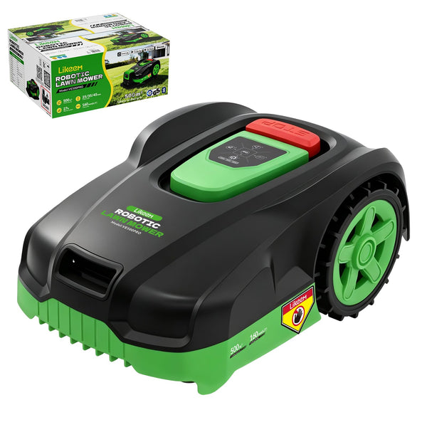 Robotic Lawn Mower, Automatic Robot Lawnmower with App Control, 500 sq m Working Area, 16cm Cutting Width, 25-45mm Cutting Height, IPX4 Waterproof, 27% Slopes, Self Charging for Garden Lawn