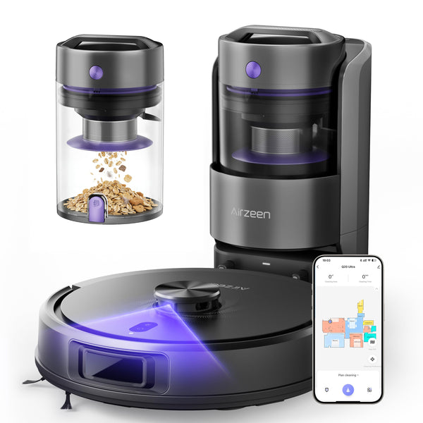 Robot Vacuum Cleaner with Mop, Bagless Robot Vacuum Cleaners UK with Self-Emptying, 10000Pa LiDAR Navigation Robotic Vacuum, Smart Mapping, Schedule, App/Alexa Control for Carpet/Pet Hair, Q20 Ultra