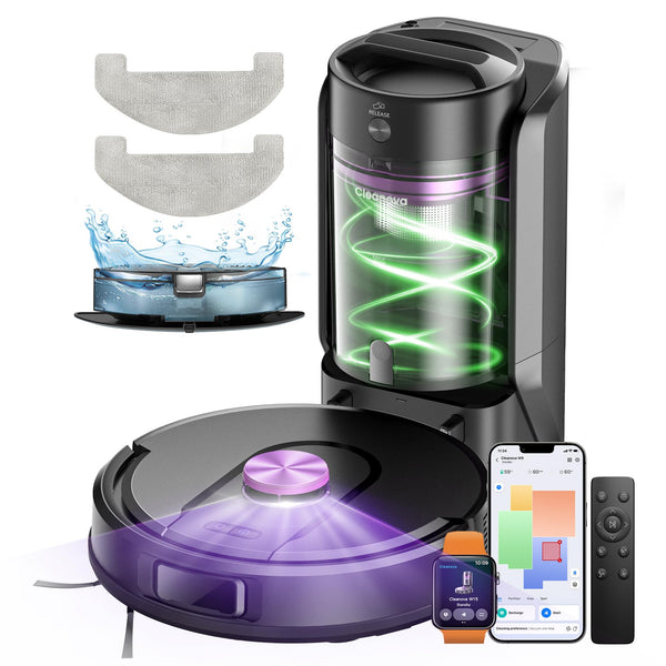 Vexilar Robot Vacuum W15,10000Pa/180Min,Self Emptying,Multi-Cyclone Bagless