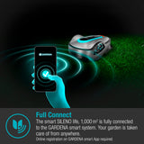Gardena smart SILENO life 1000 m² robot lawnmower set: Innovative LONA AI technology, controlled via app, SensorControl, for slopes up to 35%, incl. smart gateway, EN version, UK plug (19702-68)