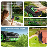 Robotic Lawn Mower, Automatic Robot Lawnmower with App Control, 500 sq m Working Area, 16cm Cutting Width, 25-45mm Cutting Height, IPX4 Waterproof, 27% Slopes, Self Charging for Garden Lawn