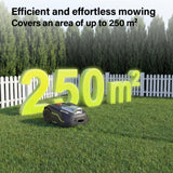 SUNTEK Robot Lawn Mower without Boundary, AI Pure Vision Robotic Mower with Auto Mapping, Slope up to 35°, IPX5 Waterproof Rating, Automatic Mapping, APP Control for lawns up to 250 m²