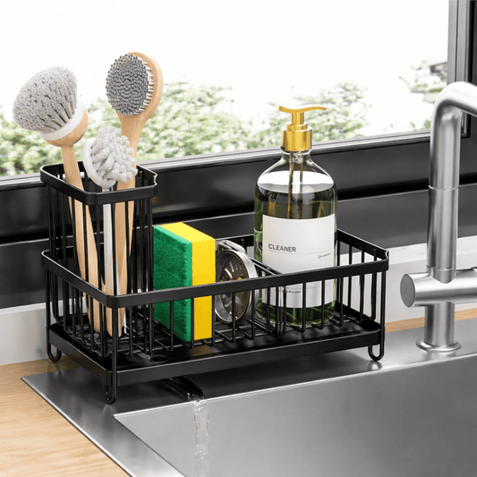 Sink Caddy Stainless Steel Kitchen Organizer Rotating Spout
