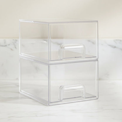Storage Organizer Clear Stackable Acrylic Drawer Bins Handles