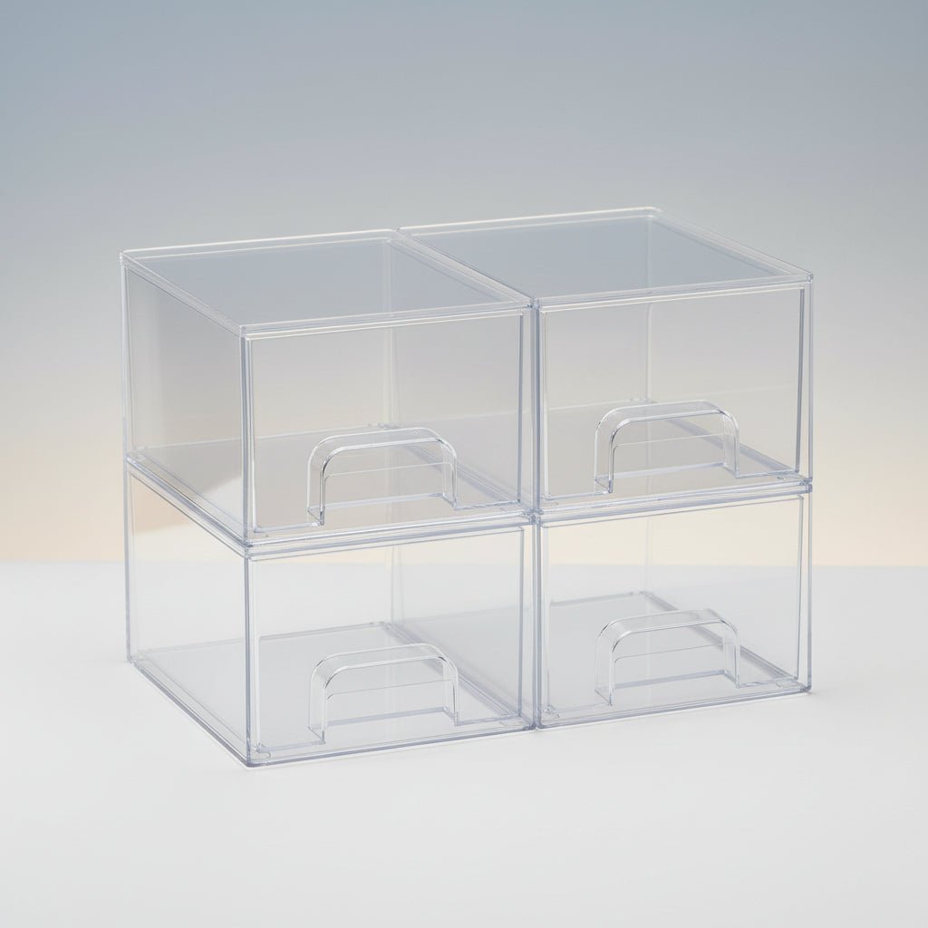 Storage Organizer Clear Stackable Acrylic Drawer Bins Handles