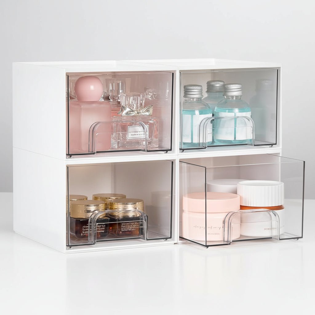 Storage Organizer Clear Stackable Acrylic Drawer Bins Handles