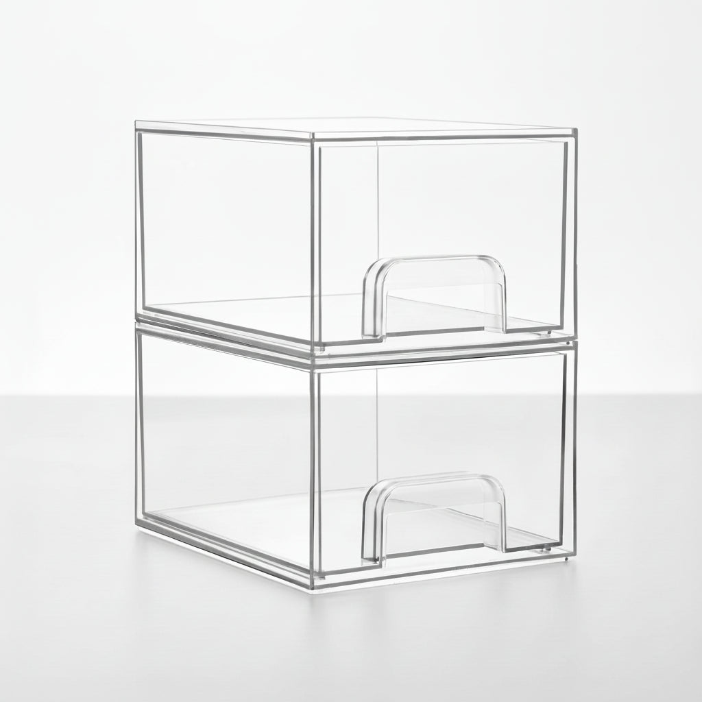Storage Organizer Clear Stackable Acrylic Drawer Bins Handles