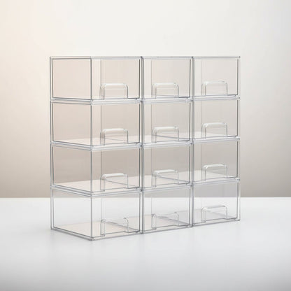 Storage Organizer Clear Stackable Acrylic Drawer Bins Handles