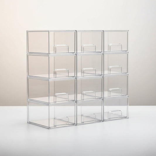 Storage Organizer Clear Stackable Acrylic Drawer Bins Handles