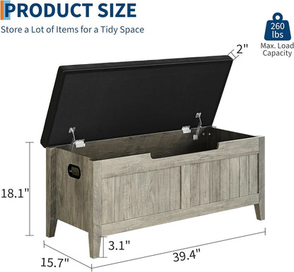 Oakwood Storage Chest Bench With Cushioned Seating