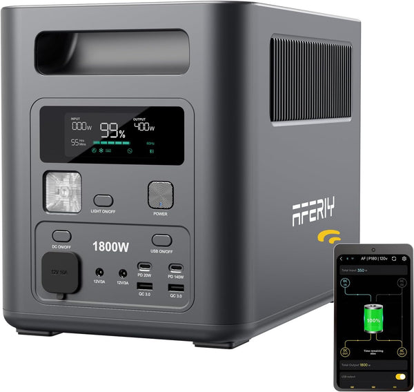 1800W 1024Wh Portable Power Station,P180 Solar Power Generator,Fast Charging 0-90% in 60 Minutes, 140W USB-C Output,220V-240V,Lifepo4 Battery UPS for Camping, Road Trips, Home,7-Year Warranty