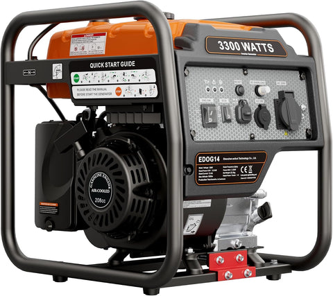 3300W Petrol Generator, Portable Inverter Generator with Pure Sine Wave 208Cc 4-Stroke, up to 14 Hours Runtime, 230V AC, 12V DC, USB & Type-C, for Camping, Caravan, Home Backup & Outdoor Use