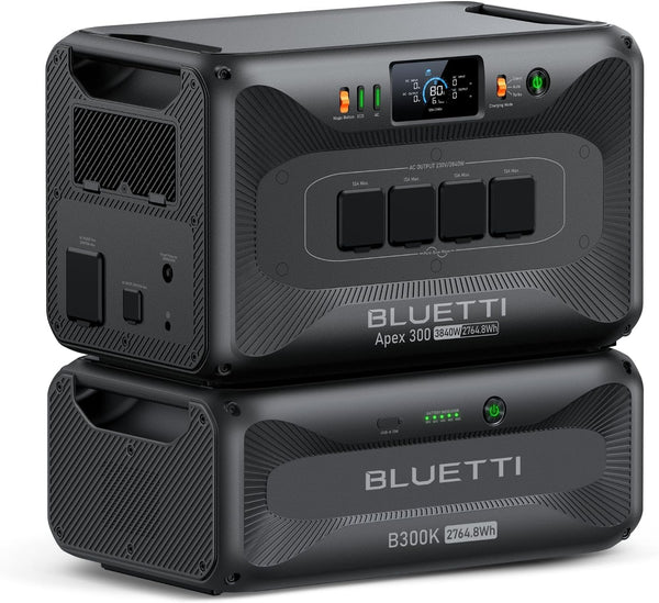 Solar Generator Apex 300 & B300K, 5529.6Wh/6000+ Cycles W/6 3840W AC (7680W Surge), 2-4 Day Emergency Backup for Home & RV