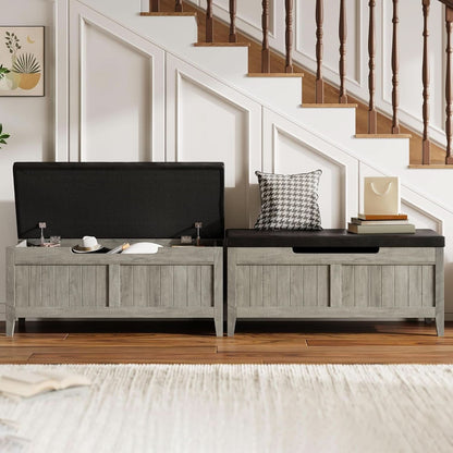 Oakwood Storage Chest Bench With Cushioned Seating