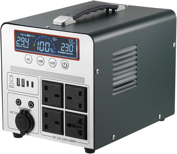 Power Station 1000W/666Wh, Portable Rechargeable Generator Inverter for Camping, Rvs, Drones, Outdoor Lighting, with 4 AC Outlets, 2026 Version