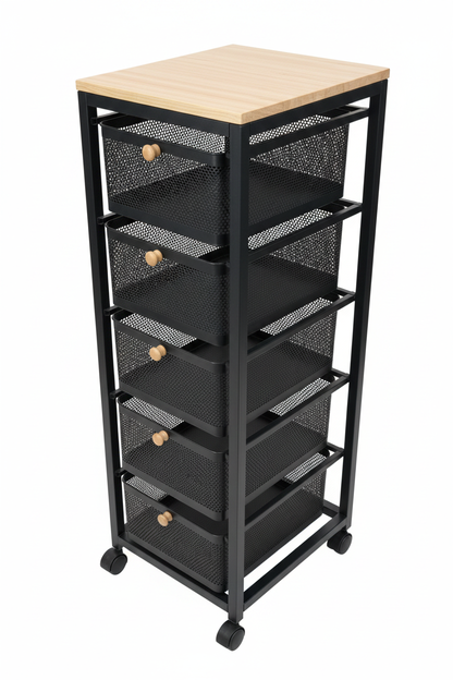 5-Layer Flexible Rolling Kitchen/Office Organizer – Black
