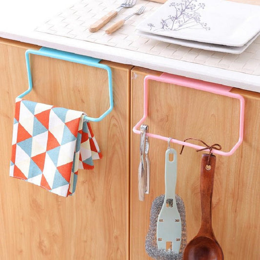PP Plastic Towel Rack Hanging Holder Cupboard Kitchen Cabinet Bathroom Towel Rack Cupboard Hanger Rangement